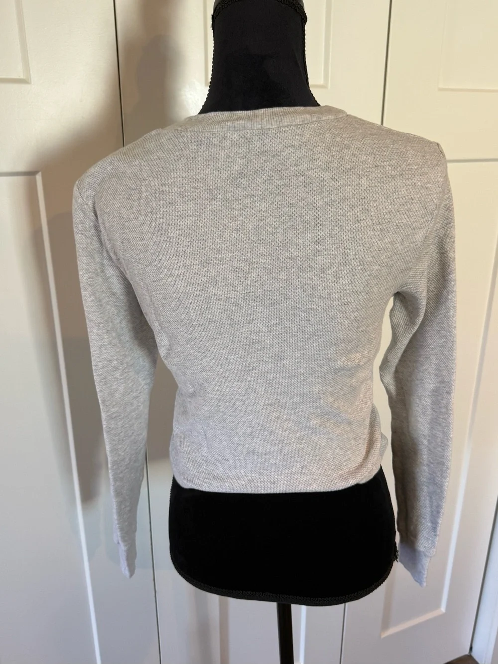 CAbi Light Gray Long-Sleeve Ruched Crewneck Top